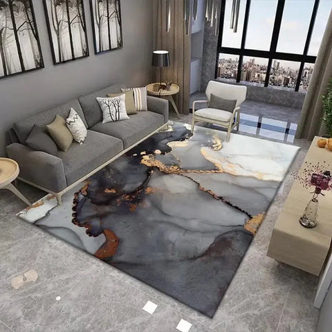 Navak Carpet Marble Pattern Area Rug – Soft Living Room Carpet, Non-Slip Washable Floor Mat for Bedroom, Bedside, Modern Home Decor