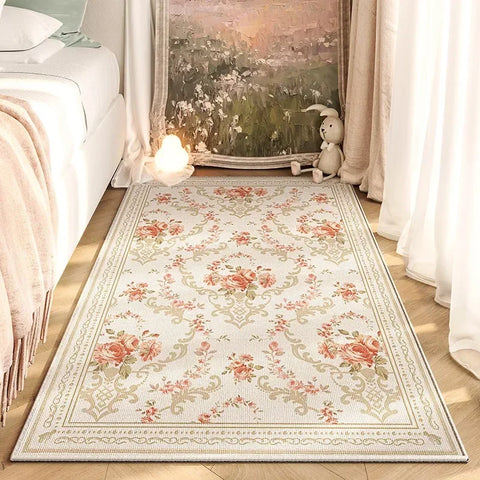 Navak Carpet American Retro Bedroom Bedside Carpet Fashion Flower No-clean Wipe Coffee Table Mat Soft Living Room Sofa Cloakroom Rug Ковер 러그
