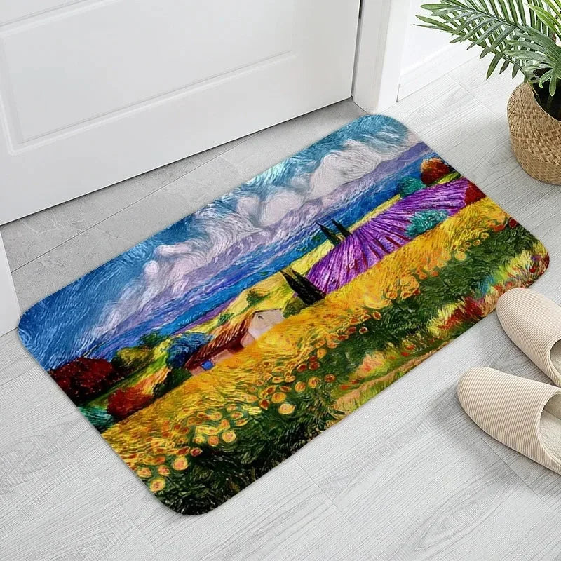 Navak Carpet MINOSO Van Gogh Art Door Mat Oil Painting Style Carpet Floor Mat Welcome Mat Door Mat Entrance Kitchen Rug Outdoor Rug Anime Rug