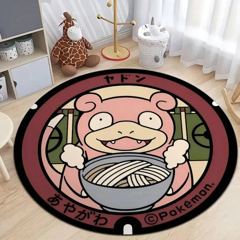 Navak Carpet Daily Picks Disney Japan Anime Pokemon Round Floor Mat Living Room Sofa Bedroom Rug Cute Non-Slip Machine Washable Carpet Home Decor