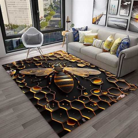 Navak Carpet Cute Bee HoneyBee Insect Cartoon 3D Carpet Rug for Home Living Room Bedroom Sofa Doormat Decor,kids Area Rug Non-slip Floor Mat