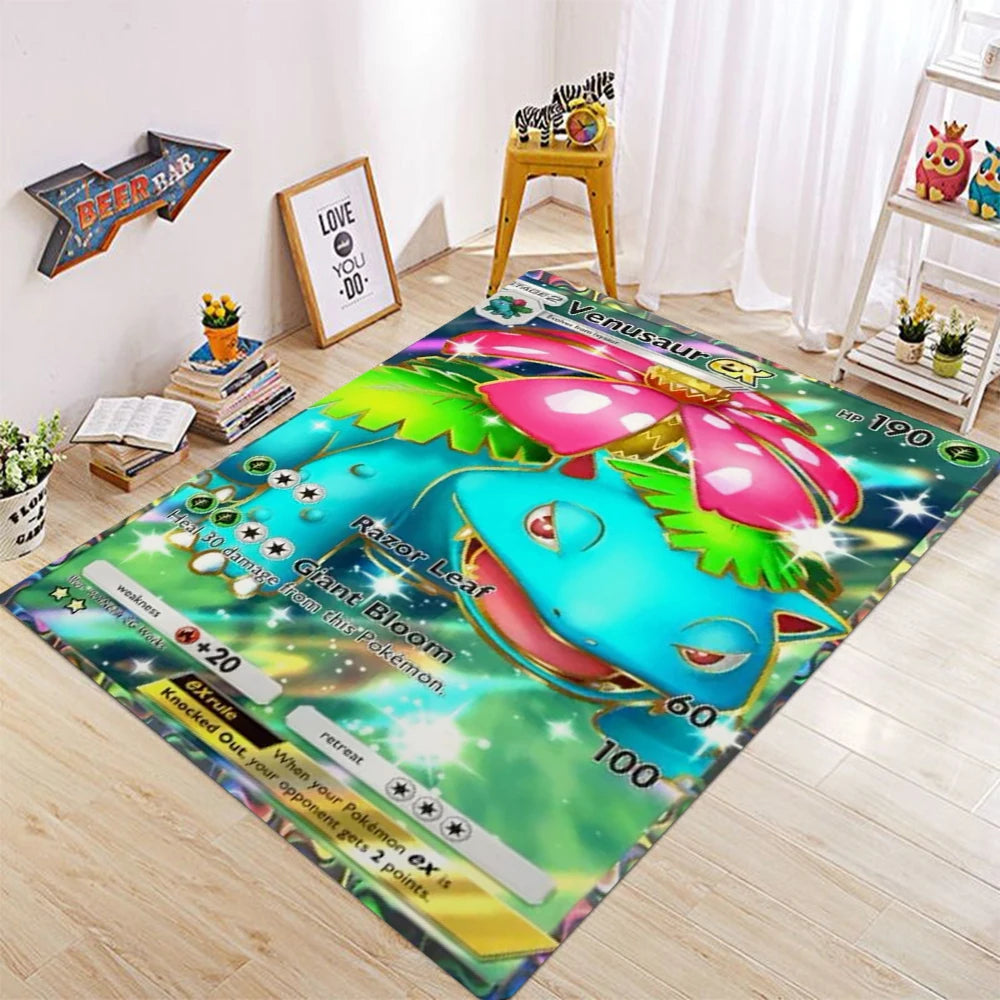 Navak Carpet Daily Picks Pikachu Charizard Gengar Card Game Themed Rug for Bedroom Floor Mat Living Room E Sports Zone Stylish Decor Welcome Rug