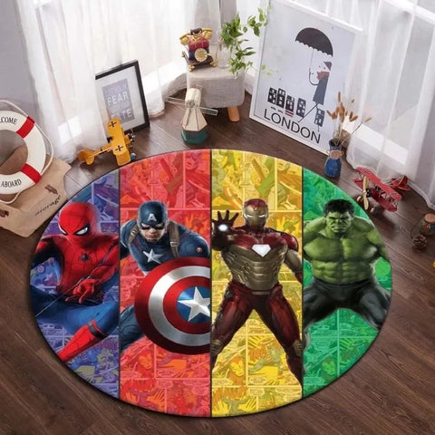 Navak Carpet Daily Picks DISNEY Marvel The Avengers Round Carpet Anime Rug Non-Slip Play Mat Cute Floor Rugs For Living Room Bedroom Kids Mats