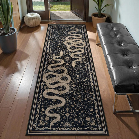 Navak Carpet Hallway Carpet Runner Rug Black Long Carpets Corridor Machine Washable Bedroom Kitchen Floor Mat Elegant Home Decoration Rugs