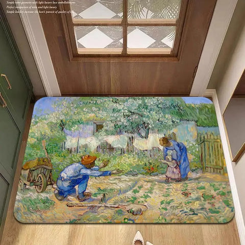 Navak Carpet Van Gogh Art Door Mat Wrinkle-Resistant Doormat Hallway Indoor Entrance Floor Decorative Washable Carpet Non-slip Easy Clean Rug