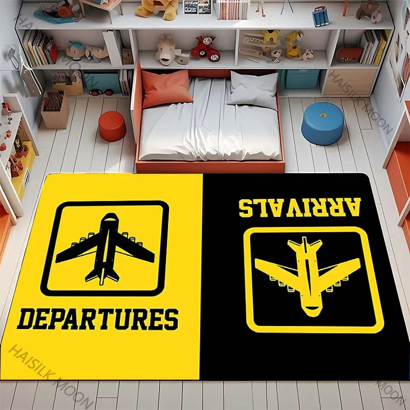 Navak Carpet 3D HD Aviation Theme Airplane Runway Printed Carpet! Anti-slip Sound Insulation, Living Room Bedroom Entrance Door Mat Sofa Rugs