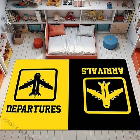 Navak Carpet 3D HD Aviation Theme Airplane Runway Printed Carpet! Anti-slip Sound Insulation, Living Room Bedroom Entrance Door Mat Sofa Rugs