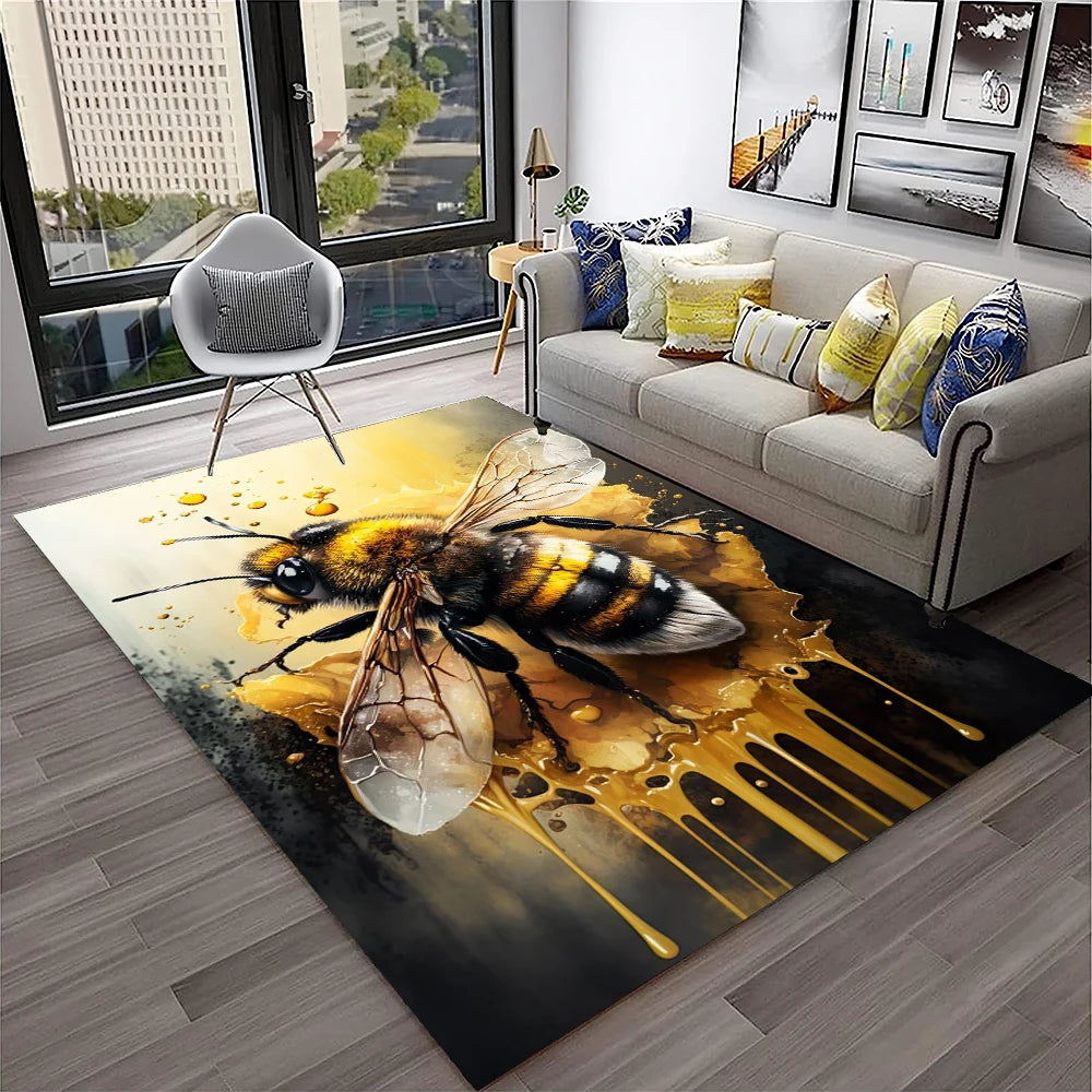 Navak Carpet Cute Bee HoneyBee Insect Cartoon 3D Carpet Rug for Home Living Room Bedroom Sofa Doormat Decor,kids Area Rug Non-slip Floor Mat