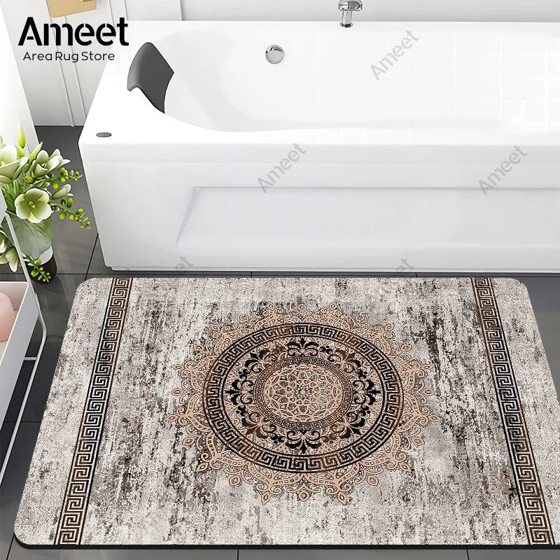 Navak Carpet Super Absorbent Floor Bath Mat Bathroom Shower Anti-slip Carpet Quick Dry Rubber Door Mat Nordic Luxury Marble Rug Home Decor