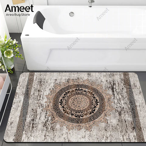 Navak Carpet Super Absorbent Floor Bath Mat Bathroom Shower Anti-slip Carpet Quick Dry Rubber Door Mat Nordic Luxury Marble Rug Home Decor