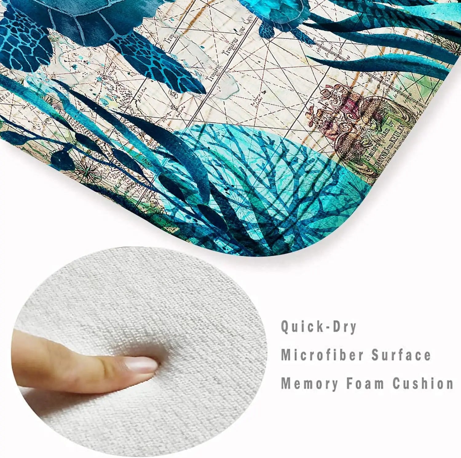 Navak CarpetCoastal Sea Turtle Ocean Life Runner Rugs Decor Kitchen Hallway Balcony Floormat Bedroom Entrance Doormat Bath Non-Slip Foot Pad