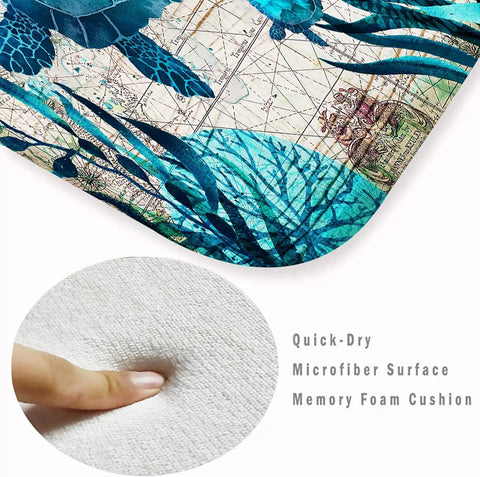 Navak CarpetCoastal Sea Turtle Ocean Life Runner Rugs Decor Kitchen Hallway Balcony Floormat Bedroom Entrance Doormat Bath Non-Slip Foot Pad
