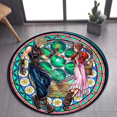 Navak Carpet Daily Picks DISNEY Kingdom Hearts Cartoon Pattern Area Rug Round Floor Mat Kid Living Room Carpet Bathroom Kitchen Doormat Decorate