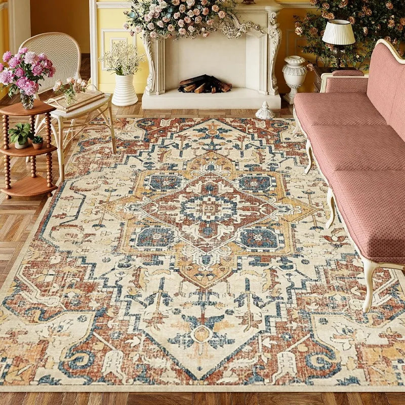 Navak Carpet American Style Retro Carpet Living Room Sofa Bedroom Bedside Study Kitchen Entrance Door Rug Non-slip Light Luxury Decor Mat