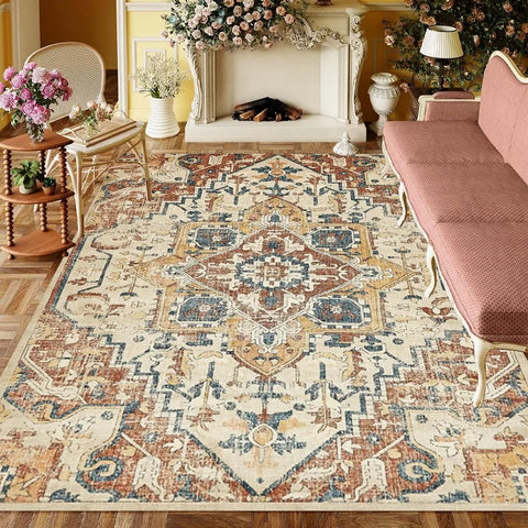 Navak Carpet American Style Retro Carpet Living Room Sofa Bedroom Bedside Study Kitchen Entrance Door Rug Non-slip Light Luxury Decor Mat