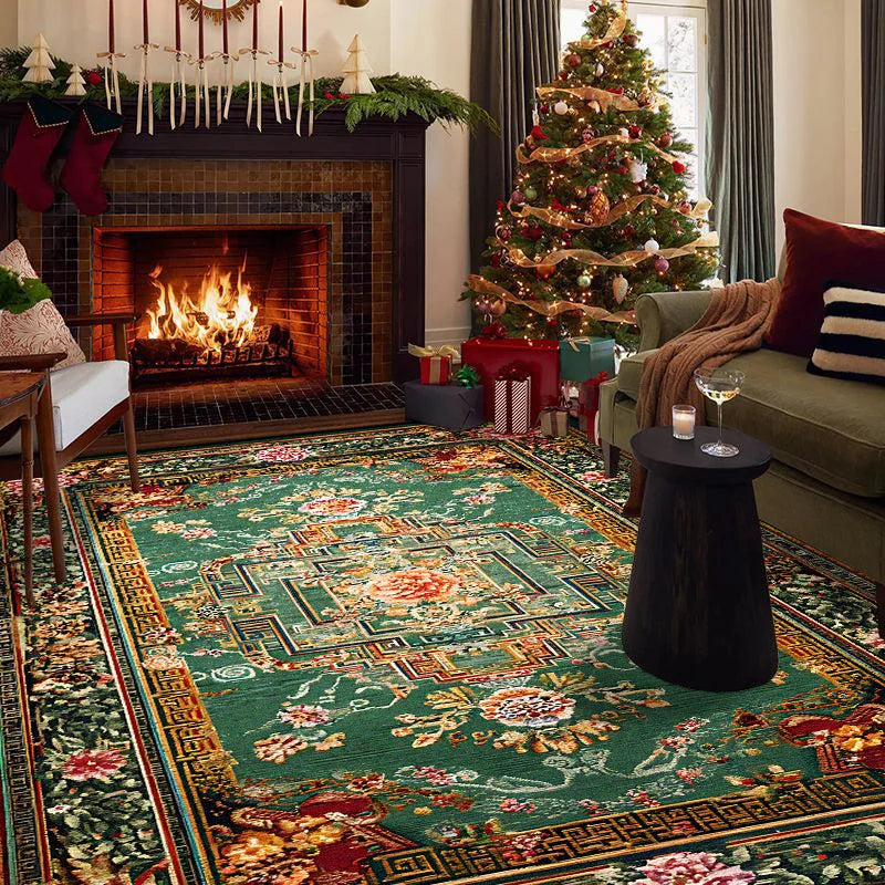 Navak Carpet Persian Retro Rugs for Living Room Christma Decoration Home Sofa Area Plush Carpet Bedroom Bedside Non-slip Washable Foot Mat