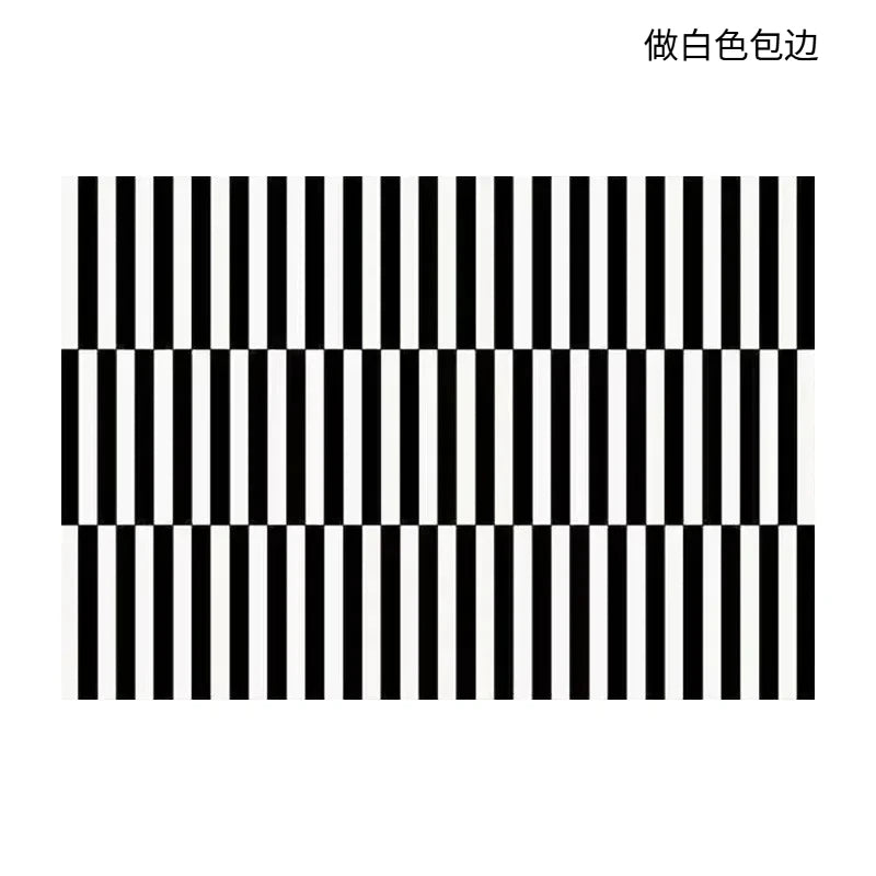 Navak Carpet Simple Black Stripe Living Room Decoration Carpet Ins Nordic Bedroom Bedside Plush Non-slip Mat Luxury Study Cloakroom Soft Rug