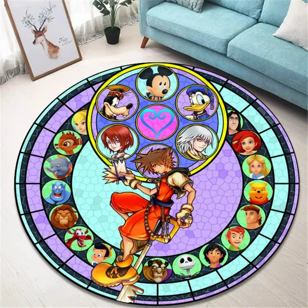 Navak Carpet K-Kingdom Heart Themed Round Carpet for Living Room and Bedroom NonSlip Floor Mat Rug for Gaming Enthusiast Birthday Gift Idea