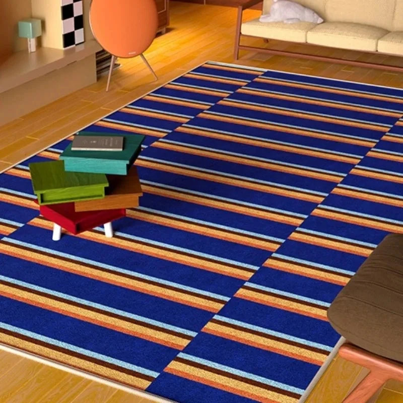 Navak Carpet American Retro Carpet Blue Brown Living Room High-grade Bedroom Bedside Floor Mat Cloakroom Sofa Simple Rug Alfombra Decorate