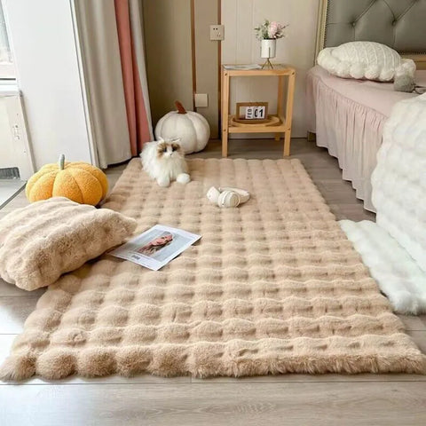 Navak Carpet 1Pc Bubble Plush Carpet For Home Decor Imitation Rabbit Hair Balcony Cushion Kids Living Room Faux Fur Rug Girl Bedroom Foot Mat