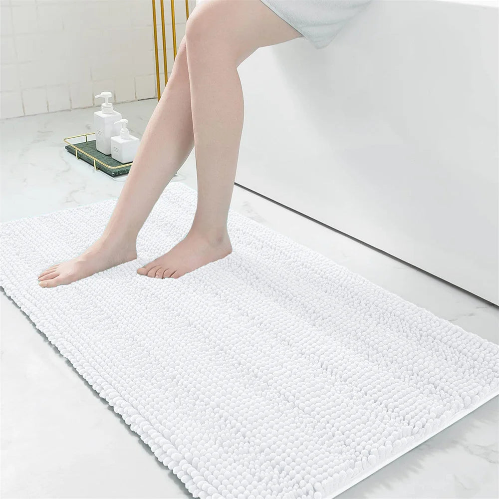 Navak Carpet Olanly Chenille Bathroom Rug Extra Soft Shaggy Bath Mat Non-Slip Bathroom Floor Mat Water Absorbent Plush Microfiber Rugs Shower