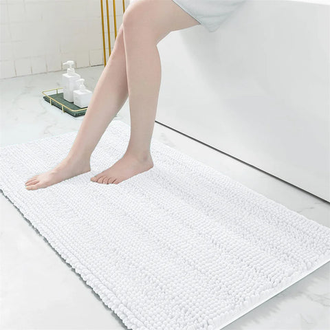 Navak Carpet Olanly Chenille Bathroom Rug Extra Soft Shaggy Bath Mat Non-Slip Bathroom Floor Mat Water Absorbent Plush Microfiber Rugs Shower