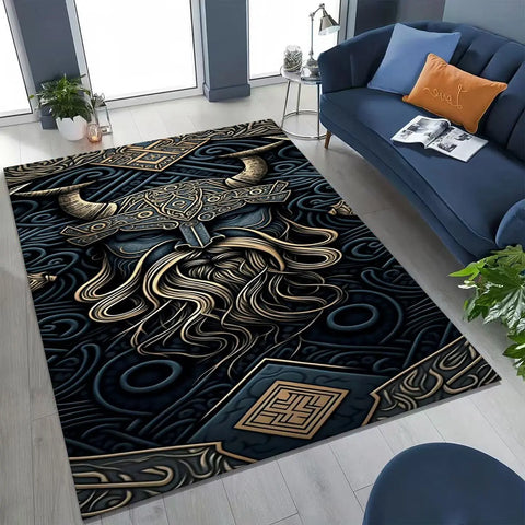 Navak Carpet Nordic Viking Warrior Symbol Valhalla Valknut Rune Moto Rug for Bedroom Living Room Sofa Home Doormat Decor,Non-slip Floor Mat