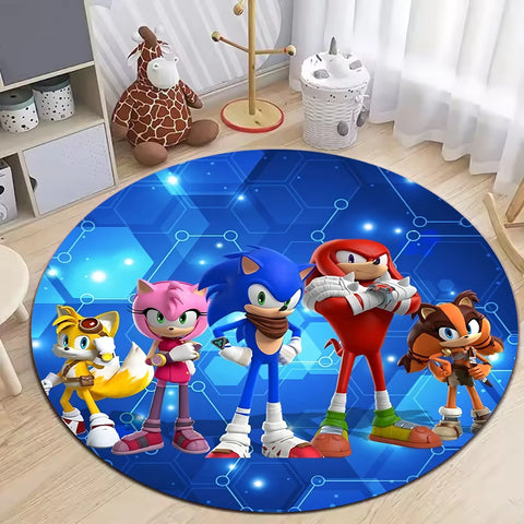 Navak Carpet Daily Picks Blue Hedgehog Creative Round Rug for Living Room Decor Bedroom Bedside Soft Carpet Sofa Mat Gaming Room Swivel Chair Mat