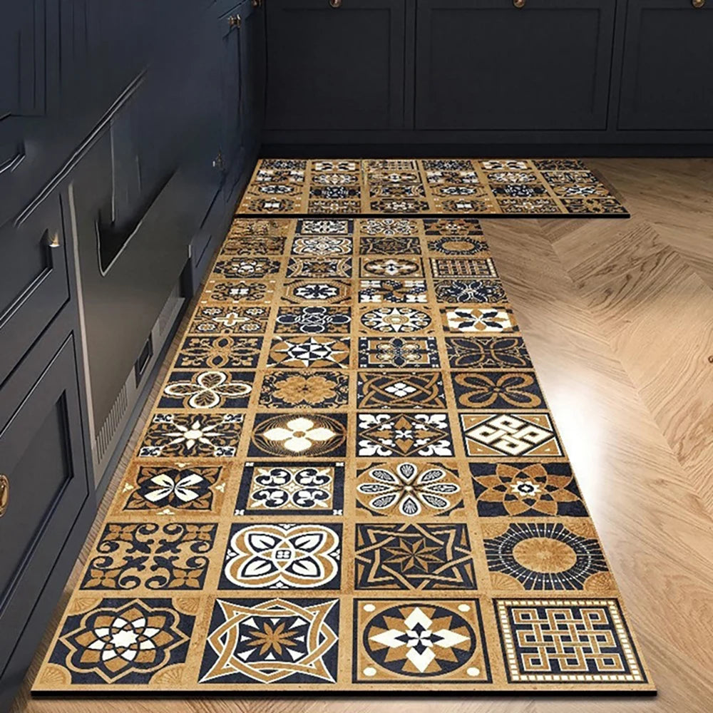 Navak Carpet Exclusive Picks American Light Luxury Water-absorbent Non-slip Dirt-resistant Foot Mat Vintage Crystal Velvet Kitchen Doorway Carpet