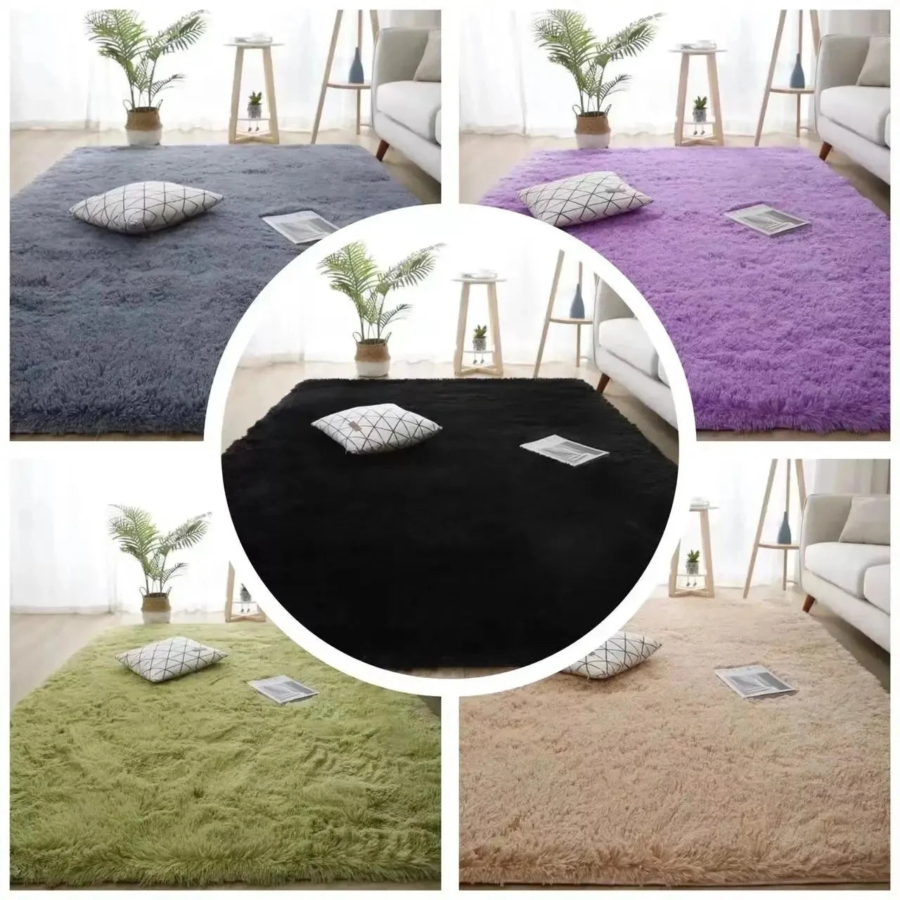 Navak Carpet Shag Living Room Silk Wool Carpet Home Bedroom Bed Full Floor Mat Nordic Sofa Non-Slip Mat Simple Wind Plush Cushion