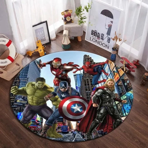 Navak Carpet Daily Picks DISNEY Marvel The Avengers Round Carpet Anime Rug Non-Slip Play Mat Cute Floor Rugs For Living Room Bedroom Kids Mats