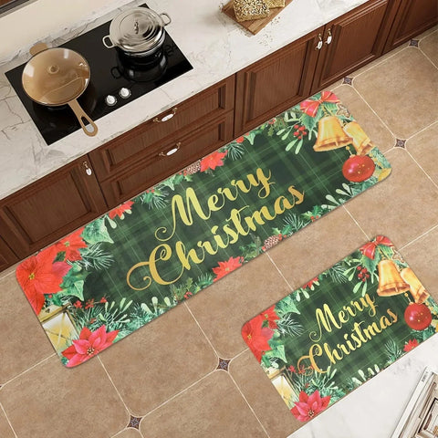 Navak Carpet Santa Claus print Christmas Long Strip Crystal Velvet Carpet Home Kitchen Bathroom Toilet Dirty Wear NonSlip Mat Home Decoration
