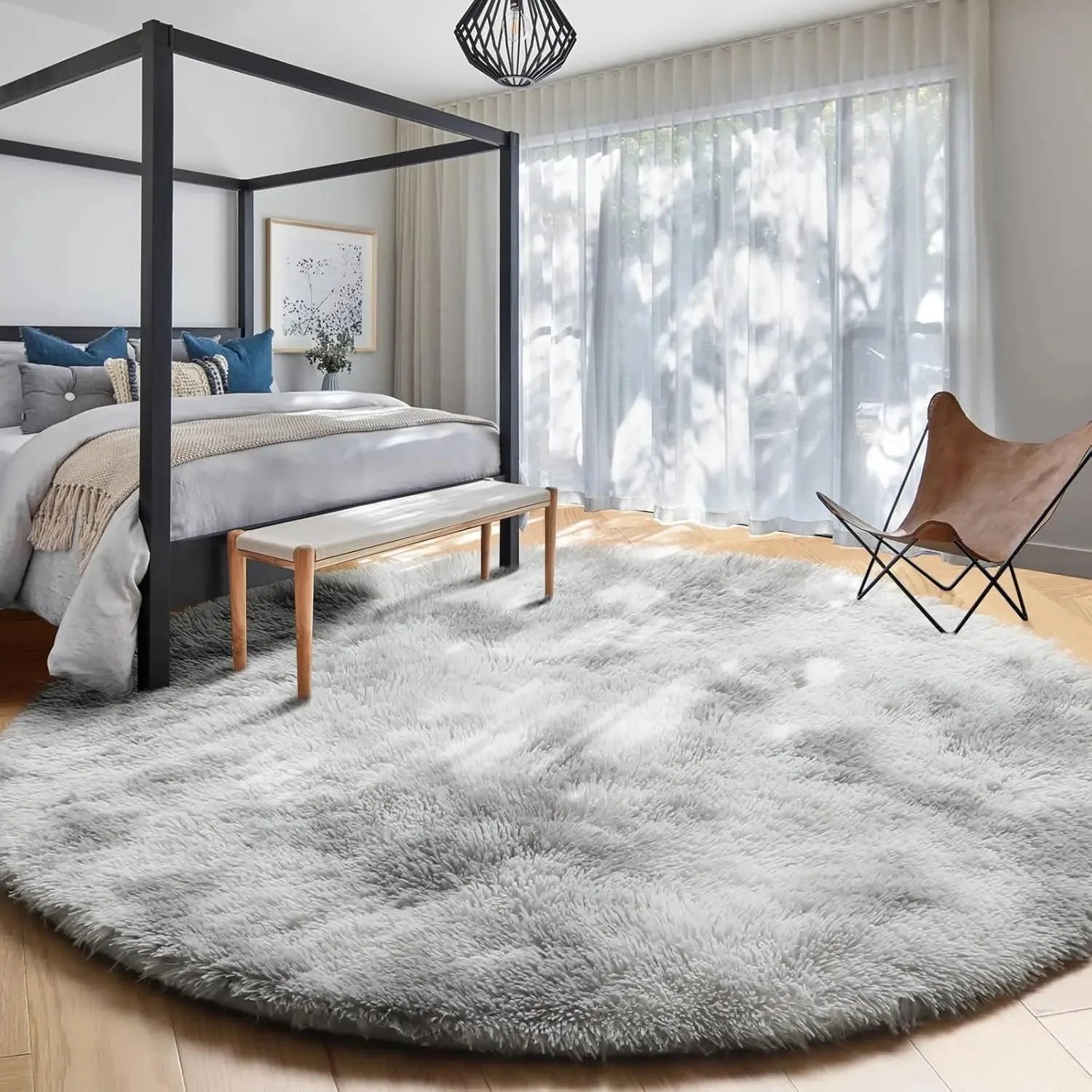 Navak Carpet vikama Pink Round Rug for Girls Bedroom,Fluffy Circle Area Rug for Kids Room,Furry Shaggy Carpet for Living Room Playroom Decor