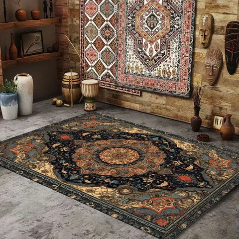 Navak Carpet Persian American Retro Carpet Large Area Living Room Decoration Home Ethnic Style Bedroom Rug Cloakroom Lounge Soft Mat Washable