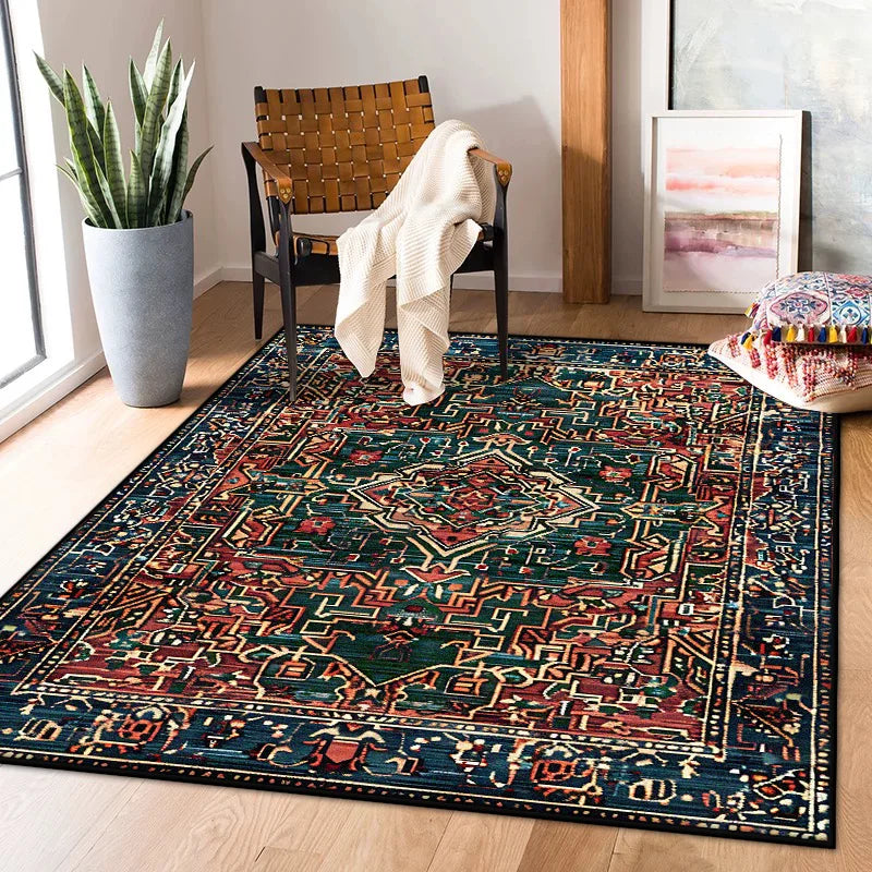 Navak Carpet Persian Retro Carpet for Living Room Decoration Home Bedroom Bedside Non-slip Large Rugs Study Balcony Easy Clean Washable Mats