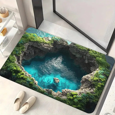 Navak Carpet Front Door Mat Entrance Brick Bottomless Hole Area Rug 3D Trap Optical Visual Illusion Rugs Playroom Floor Carpet Mat