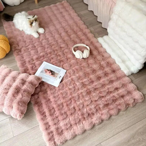 Navak Carpet 1Pc Bubble Plush Carpet For Home Decor Imitation Rabbit Hair Balcony Cushion Kids Living Room Faux Fur Rug Girl Bedroom Foot Mat