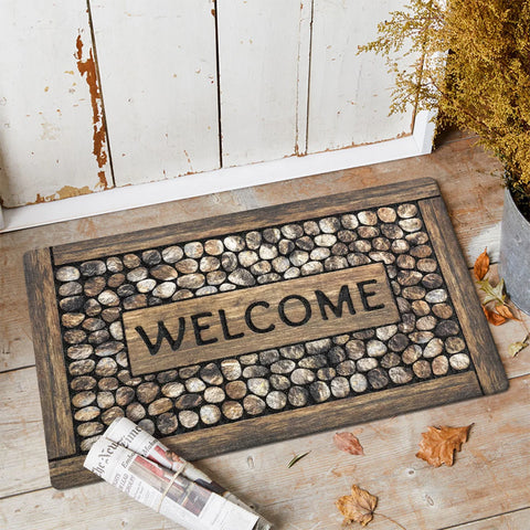 Navak Carpet New carpet floor mat polyester cobblestone welcome pattern non-slip waterproof suitable for entrance, outdoor camping hotel
