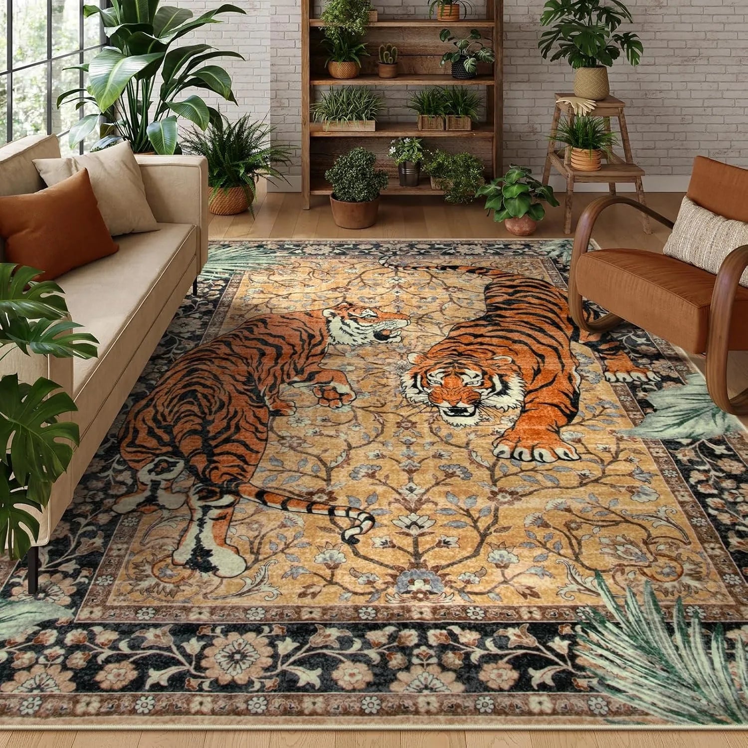 Navak Carpet Rug for Living Room Carpet Jungle Tiger Home Decoration Large Area Bedroom Plush Floor Mat Machine Washable Coffee Table Rugs 러그