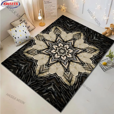 Navak Carpet 3D Stone & Floral Art Area Rug - Large Modern Carpet for Living Room, Bedroom or Office - Non-Slip Play Mat for Kids, Home Decor