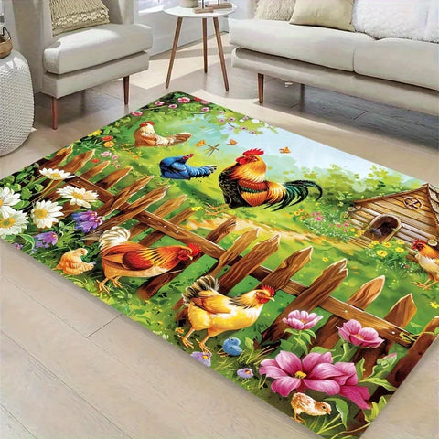 Navak Carpet 1PC Chicken Pattern Kitchen Rugs Non-Slip Home Door Mats Pop design Bathroom Rugs Bath Mat Carpet for Home Sink Laundry Decor