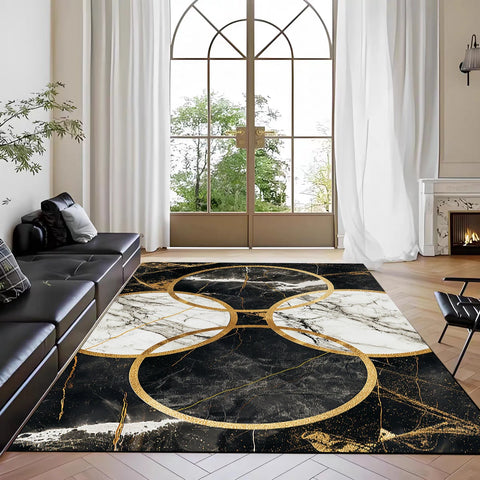 Navak Carpet Nordic Marble Print Area Rug for Living Room in Front of Sofa Non-Slip Modern Floor Mat for Bedroom
