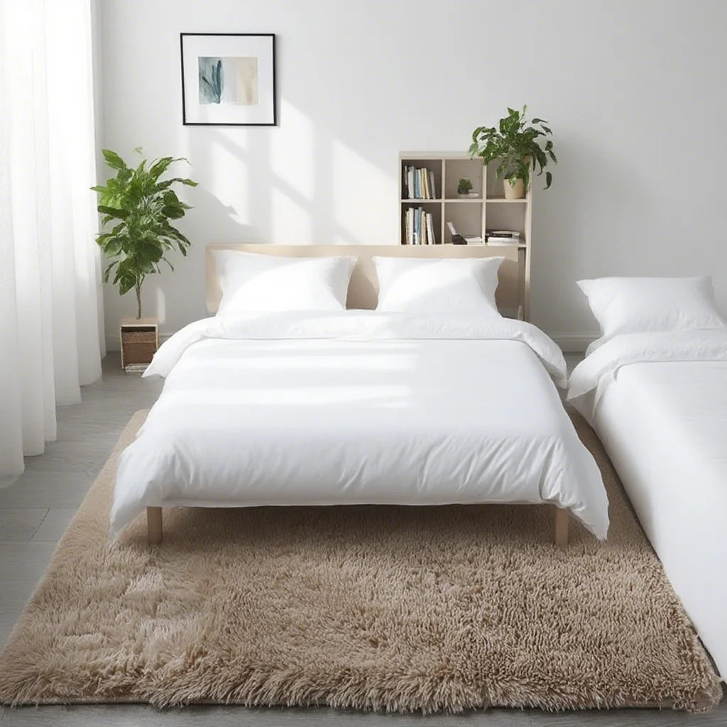 Navak Carpet Shaggy Area Gray Rug For Living Room Super Soft Long Pile Bedroom Carpet Non-Slip Children's Home Decor Fluffy Bedside Floor Mat