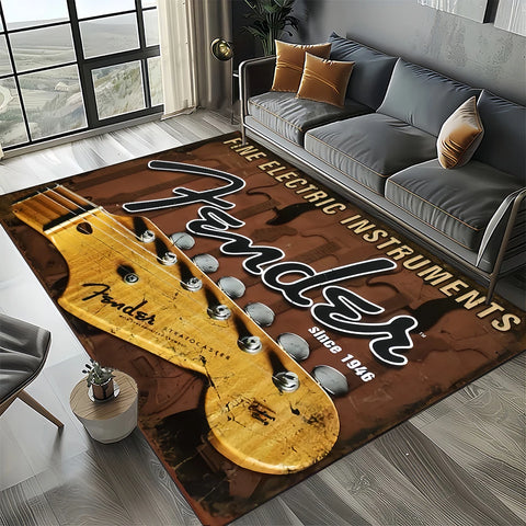 Navak Carpet 27 Style New 3D Fender Retro Guitar Instruments Music Carpet Rug for Living Room Bedroom Home Sofa Decoration,Non-slip Floor Mat