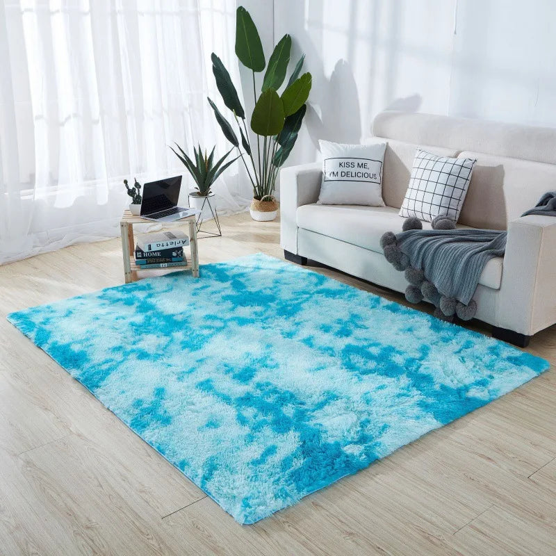 Navak Carpet Soft Long Plush Bedroom Rug Living Room Fluffy Gradient Carpet Mats Tie Dyeing Floor Carpets Bay Window Home Decor Rugs