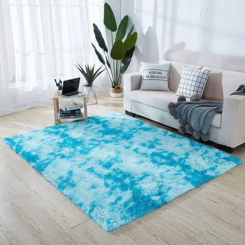 Navak Carpet Soft Long Plush Bedroom Rug Living Room Fluffy Gradient Carpet Mats Tie Dyeing Floor Carpets Bay Window Home Decor Rugs