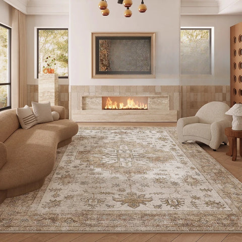 Navak Carpet Pink Vintage Living Room Carpet Nordic Style Light Luxury Art Bedroom Rug Machine Washable Foldable Non-slip Coffee Table Mat 러그