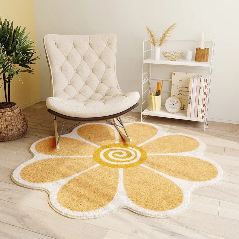 Navak Carpet Irregular Flowers Soft Plush Carpet Simple Girl Bedroom Rugs Modern Living Room Sofas Home Decoration Cloakroom Fluffy Foot Mat