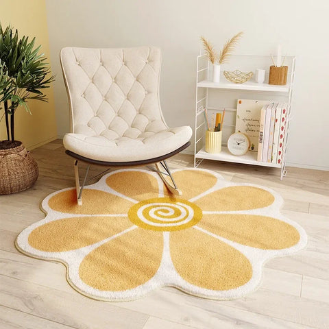 Navak Carpet Irregular Flowers Soft Plush Carpet Simple Girl Bedroom Rugs Modern Living Room Sofas Home Decoration Cloakroom Fluffy Foot Mat