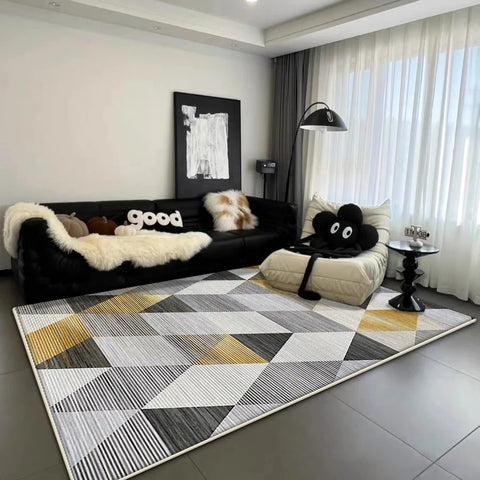 Navak Carpet Modern Light Luxury Carpet for Living Room Geometric Decoration Sofa Soft Large Rugs Bedroom Bedside Fluffy Floor Mat Non-slip